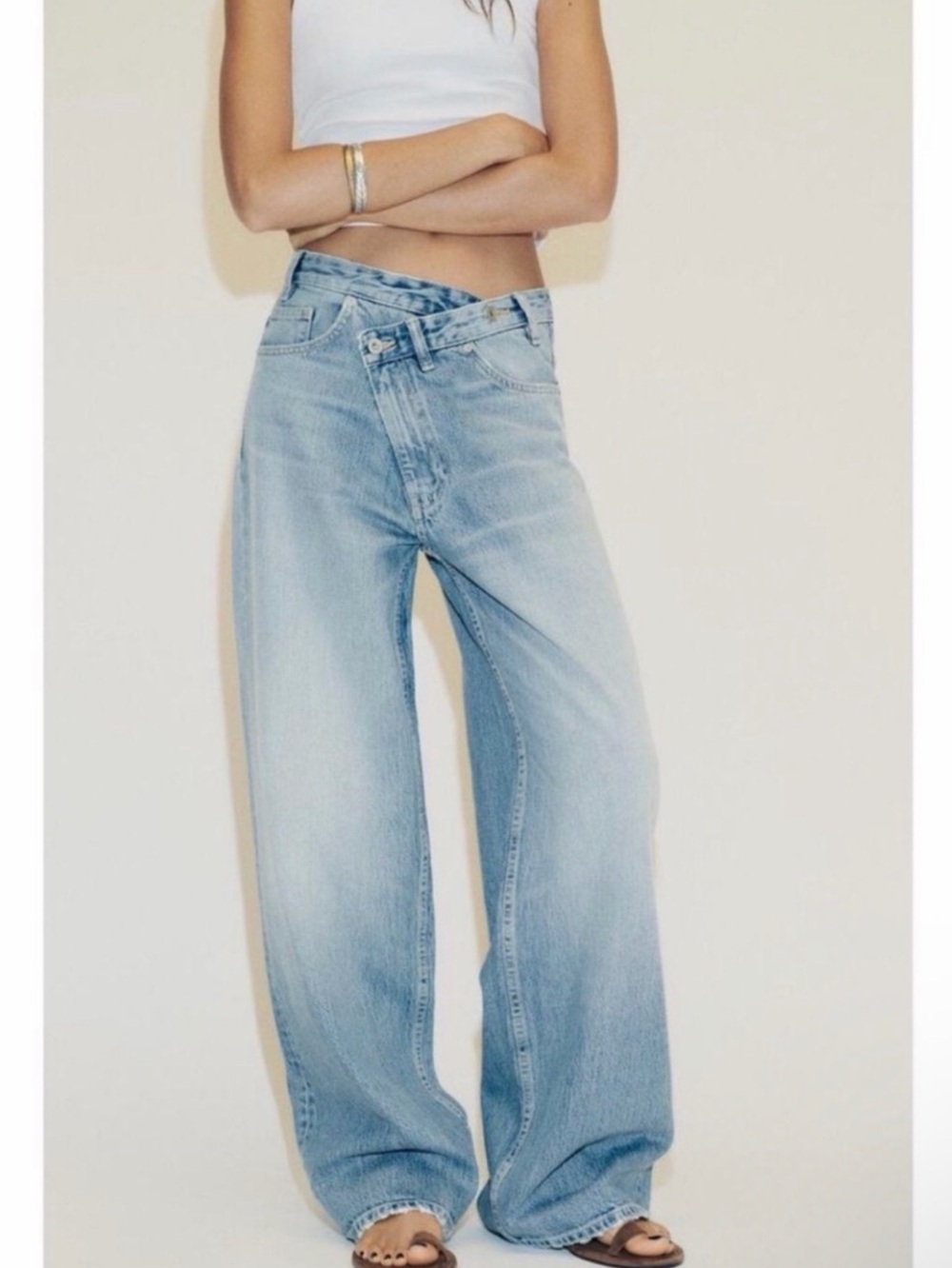 NWT Zara TRF  Wide Leg High Waist Crossover Jeans